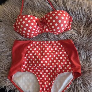 Red Polka Dot Bikini Set